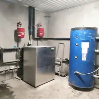 La pompe à chaleur  récupère les calories du lisier pour chauffer un circuit d'eau chaude jusqu'à un aérotherme.