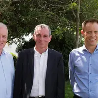 <p>Patrice Drillet, qui termine son mandat de président de Cooperl aux côtés de Emmanuel Commault, directeur général et de Bernard Rouxel, vice-présid