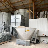 Le Gaec fabrique 100% de l'aliment des porcs charcutiers. 70 % des céréales proviennent de ses terres.