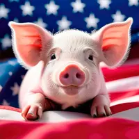 National Pig Day in the USA, little pig, home farm, American flag