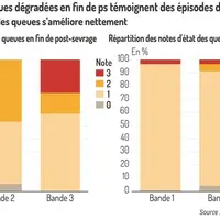 Graphique = Les notes d’état des queues dégradées en fin de ps témoignent des épisodes de caudophagie précocesEn engraissement