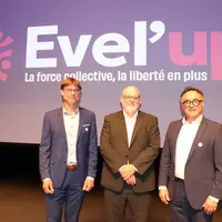 David Riou (vice-président), Philippe Bizien (président) et Jacques Crolais (directeur général), à l'assemblée générale d