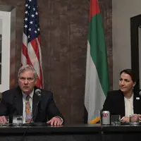 Tom Vilsack, le ministre américain de l'Agriculture et Mariam Almheiri, la ministre émiratie du Changement climatique et de l'Environnement