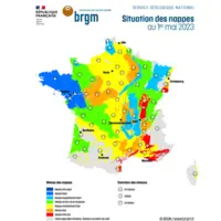 Carte de l'état des nappes phréatiques au 1er mai 2023 du BRGM