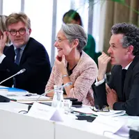 Marc Fesneau, Elisabeth Borne et Christophe Béchu à l'occasion de la réunion du conseil national de la transition écologique le 22 mai 2023.