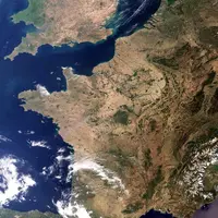 La France, marquée par la sécheresse, vue par satellite le 9 août 2022.