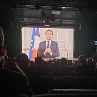 Emmanuel Macron est intervenu en vidéo lors des 40 ans du groupe Avril le 30 mai 2023 à Paris.