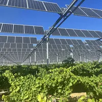 Site agrivoltaïque installé par Agri'Sun dans des vignes dans les Pyrénées orientales.