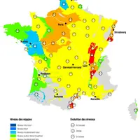Carte de situation des nappes phréatiques en France au 1er août 2023