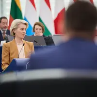 Ursula Von der Leyen, présidente de la Commission européen, devant le Parlement européen.