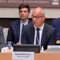 Luc Smessaert et Arnaud Rousseau de la FNSEA devant la commission des affaires économiques de l'Assemblée nationale.