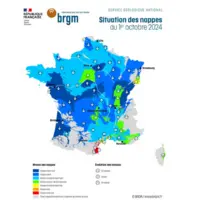 Carte de l'état des nappes phréatiques au 1er octobre 2024