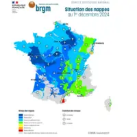 Carte de l'état des nappes phréatiques au 1er décembre 2024