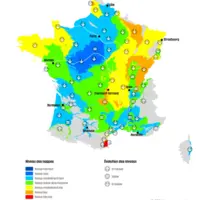Carte de France hexagonale de la situation des nappes d'eau souterraine au 1er juin 2025.