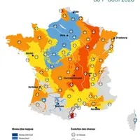 Carte des nappes phréatiques au 1er août 2025.
