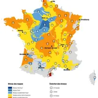 Carte de France hexagonale de la situation des nappes d'eau souterraine au 15 septembre 2025.