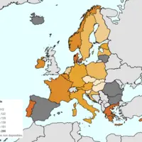 Carte de l’Union européenne de la production des déchets alimentaires en 2023.