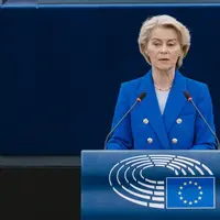 Ursula von der Leyen, présidente de la Commission européenne, ce 8 octobre devant le Parlement européen.