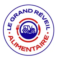 Logo avec un tracteur et une assiette et le message "Le grand réveil alimentaire"