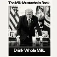 Donald Trump fait la promotion du lait entier sur les réseaux sociaux avec une moustache blanche !
