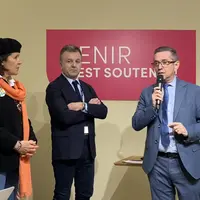Valérie Le Roy, directrice du SIA, Arnaud Lemoine directeur du Ceneca, et Jérôme Despey, président du SIA, ce 25 février au salon de l'agriculture.