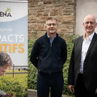 Olivier Chaillou, président de Terrena et Eric Fortin, directeur du groupe Terrena lors de la conférence de presse de présentation des résultats finan