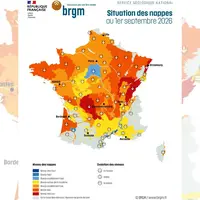 Carte de la situation des nappes au 1er septembre 2026.