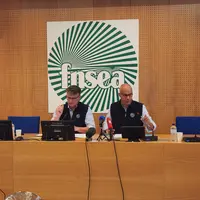Hervé Lapie, secrétaire général et Arnaud Rousseau, président de la FNSEA lors de la conférence de presse de rentrée du syndicat le 2 septembre 2026 à