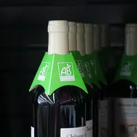 Bouteilles de vins bio en rayon