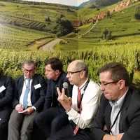 Joël Forgeau (Vin & Société), Bernard Angelras (IFV), Bernard Farges (Cnoac), Jean-Marie Barillère (Cniv) et Jérôme Despey (CS vin FranceAgriMer), lor