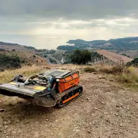 Ce porte-outil chenillé radiocommandé a permis de mécaniser certaines parcelles jusque-là travaillées manuellement ou au cheval.