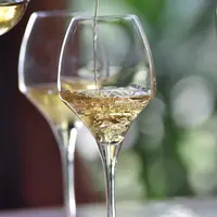 verre de vin blanc AOP du Bergeracois. vins de Bergerac. bouteille de château Kalian et verres. dégustation de monbazillac. appellation d'origine prot