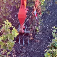 Godet de mini-pelle dans les vignes
