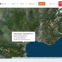 carte des emprises d'incendies 2026 sur le site Viti-incendie