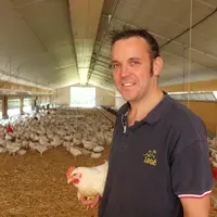 Yohann Girault, éleveur à Avessé (Sarthe) apprécie le comportement actif du poulet Plein Champ qui requiert plus de suivi technique qu'un poulet label
