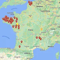 Répartition géographique des 84 virus réassortants identifiés depuis 2021(1)(1) Entre janvier 2021 et août 2022