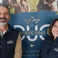 Jérôme Boissé, président de l'ODG Univom et Sophie Pattier, responsable technique et planning de Mayenne Volailles. Le pr