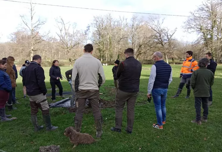 Une démonstration de plantation a été effectuée devant les participants.