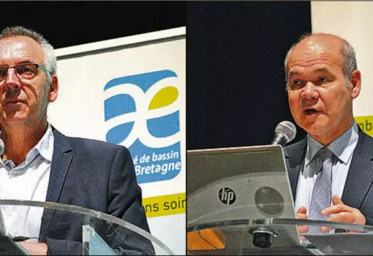 Thierry Burlot, président du comité de bassin Loire-Bretagne et Valéry Morard, directeur général adjoint de l’Agence de l’eau.
