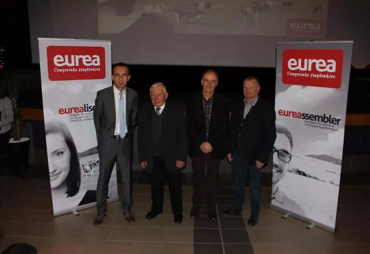 Le président actuel d’Eurea, Christophe Chavot, accompagné de trois anciens présidents : Antoine Javelle, Henri Meunier et Bernard Vernay.