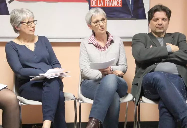 Autour de Claudine Royer, mandatée par Benoît Hamon, Mireille Laborie, EELV, et Philippe Dubourg, secrétaire fédéral du PS.