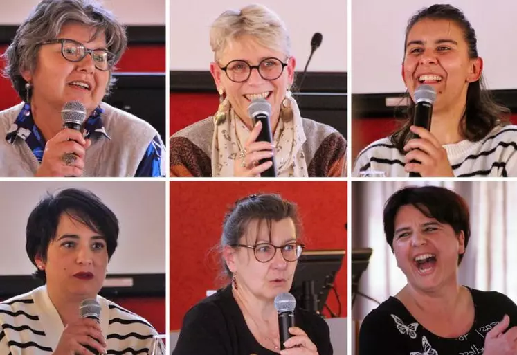 De gauche à droite et de haut en bas : Véronique Teyssèdre, France Grau, Maurine Caisey, Hélène Malet, Sylvie Loudières et Héloïse Fontaine.