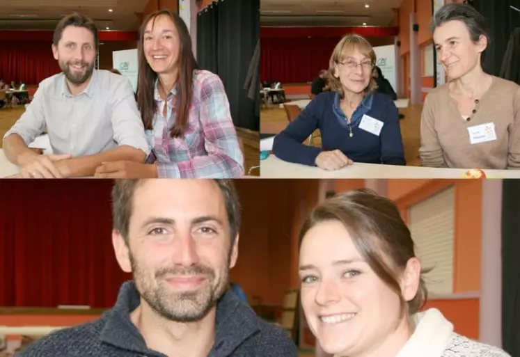 En haut, Corine et Stéphane ; Loicka et Brigitte. En bas, Simon et Claire.