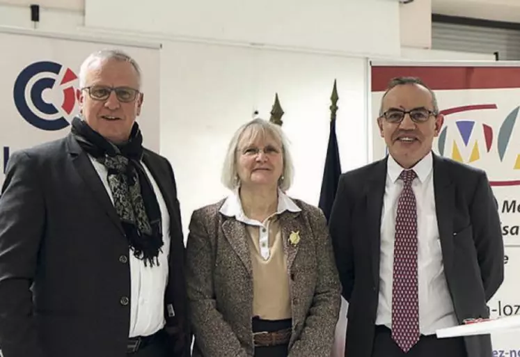 Jean-Charles Vidal, 2e vice-président de la CMA, Christine Wills-Morel, préfète de Lozère et Thierry Julier, président de la CCI.