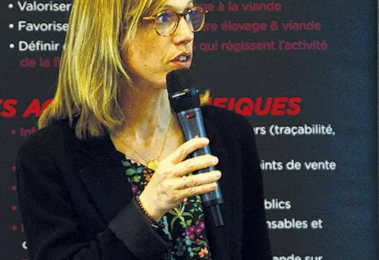 Annick Jentzer, responsable nationale de la section bovine d'Interbev est intervenue lors de l'assemblée régionale.