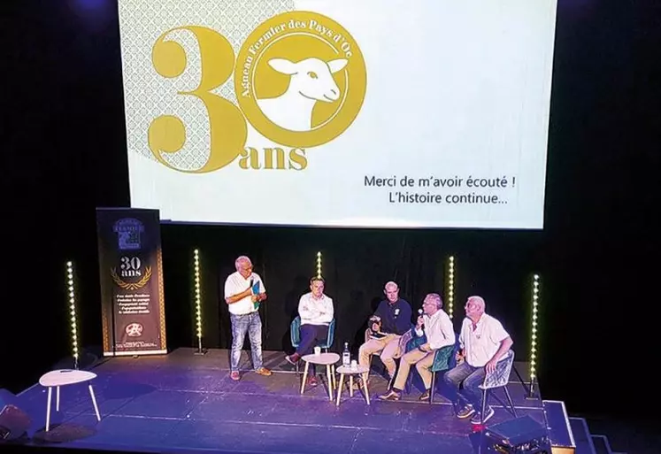 Les intervenants François Purseigle, sociologue à l'Ensat, Philippe Alazars responsable chez Bigard, Gilles Bernant, président de l'Agneau fermier des Pays d'Oc et Jean-Pierre Arcoutel, président de Coop de France Occitanie.