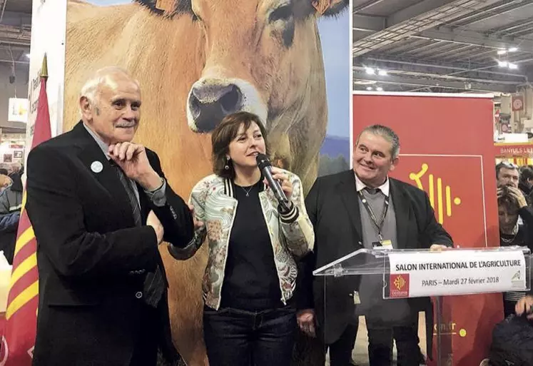 André Valadier, à gauche, aux côtés de Carole Delga, présidente du conseil régional d’Occitanie.