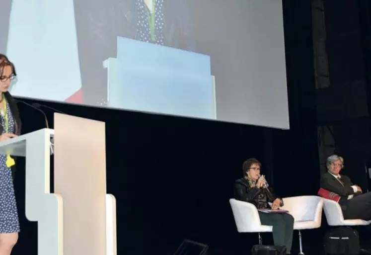 Michèle Boudoin, président de la FNO dans son discours de clôture sous le regard du ministre de l’Agriculture.