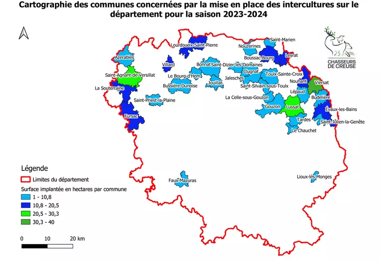 Carte des intercultures en Creuse.