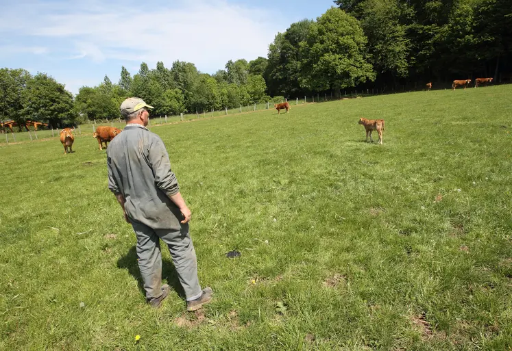 Agriculteur en pleine réflexion.